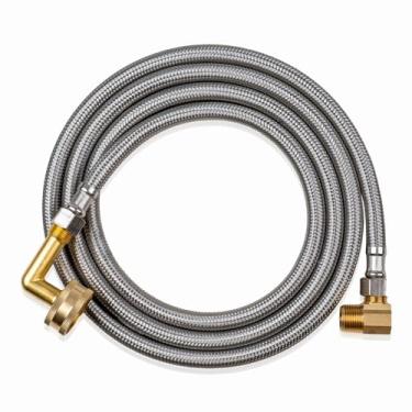 Imagem de Liberflow Kit de instalação de lava-louças, compressão de 9,5 cm, cotovelo MIP de 3/8 polegadas, cotovelo FHT de 3/4 polegadas, conectores de lava-louças de aço inoxidável trançado de 1,8 m, 41041,