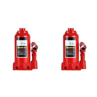 Imagem de 2 Peças 6t Macaco Hidráulico para Garrafa, Carro van Caravana Veículo, Corpo de Placa de Aço, Válvula de óleo de Liberação, Alça de 2 Peças, Base Estável, Altura 13,38