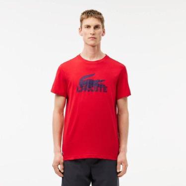 Imagem de Camiseta Lacoste Esportiva Dry Masculina, Vermelho, Marinho, G