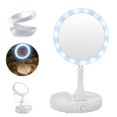 Imagem de  Espelho De Maquiagem Com Luz Led Dobrável 10X Portátil - Mirror