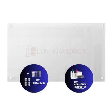 Imagem de Lousa De Vidro Quadro Branco 0,90 X 0,60 C/ Suporte E Kit - Lumina Vid