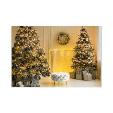 Imagem de Fundo Fotográfico 2,20 x 1,50 - Cenário Natal Branco com Efeito Luzes 
