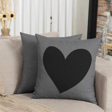 Imagem de Almofada Cinza Coração 40x40cm - Serigrafada Frente e Verso - FASTLAR