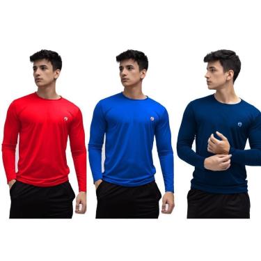 Imagem de Kit 3 Camisa Térmica Masculina Uv 50+ Segunda Pele Proteção Solar-Masculino