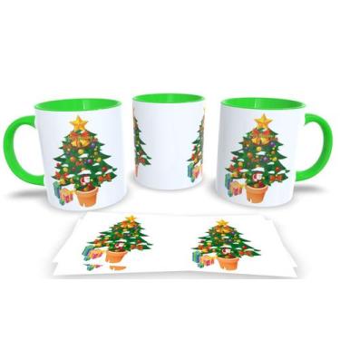 Imagem de Canecas Verde de Porcelana Personalizadas Arvore de Natal - Estampa Su
