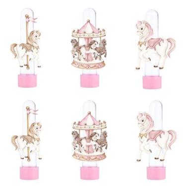 Imagem de 20 Tubetes Personalizado Lembrancinha Carrossel Aquarela Rosa - Barbar