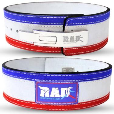 Imagem de (Medium, White , Blue , Red) - RAD Weight Lifting Belts Powerlifting and Weightlifting Belt with Lever Buckle, 10mm