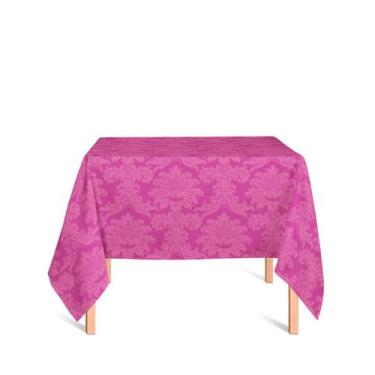 Imagem de Toalha de Mesa Quadrada em Tecido Jacquard Pink Medalhão Tradicional -