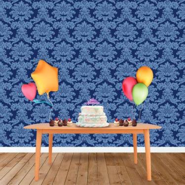 Imagem de Painel Retangular em Jacquard Azul Escuro Medalhão - Jacquard Tradicio