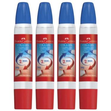Imagem de Cola Gel Faber Castell 2 Bicos Escola Transparente Kit 4 Und - Faber-C