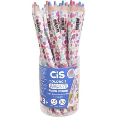 Imagem de Lápis de COR Jumbo CIS Multicolor Grafite 4 Cores Pastel Pote com 24 -
