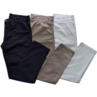 Imagem de Kit com 03 calças masculina em sarja otimo acabamento todas modelo sli