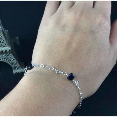 Imagem de Pulseira 22 Cm Prata Maciça 925 Coração Pedra Estrela - Lojas La&Ny, 2