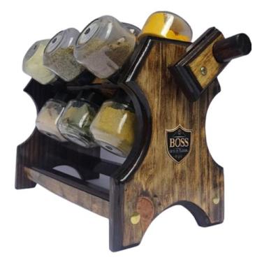 Imagem de Porta temperos Giratório com Manivela e 12 potes com Colher dosadora -