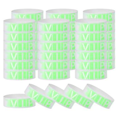 Imagem de PATIKIL Pulseiras de papel VIP para eventos, pacote com 600 pulseiras neon para festa, pulseiras coloridas à prova d'água para identificação de concerto, faixas de mão para entrada de bar verde