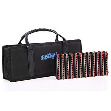 Imagem de Gaita Diatonic Blues Harmonica T008K de 10 furos conjunto com 12 conjuntos para iniciantes, estudantes, adultos, artistas, gaita com caixa (preto)