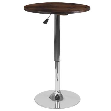 Imagem de Flash Furniture Mesa redonda de madeira rústica de pinheiro com altura ajustável de 59 cm (faixa ajustável 66,25 cm - 90 cm)
