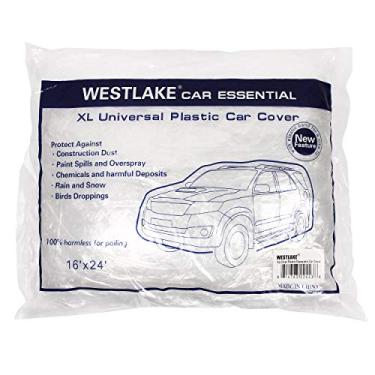 Imagem de West Lake Capa de carro de plástico transparente descartável universal Car Essential adequada para SUV Sedan Mini Van, 6 m por 4,6 m, tamanho extra grande com faixa elástica