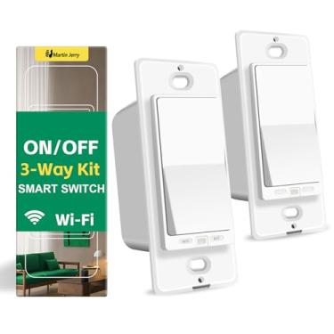 Imagem de Martin Jerry Kit de interruptor inteligente de 3 vias WiFi, compatível com controle de voz, luz noturna, branco