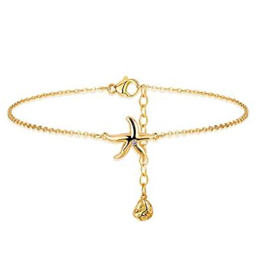 Imagem de GUEMER Tornozeleira delicada banhada a ouro 14 quilates, disco de borboleta, disco de estrela, pingente de corrente, tornozeleira, simples, minúscula, fofa, verão, praia, boho, para mulheres, joias descalço ajustáveis, Latão, Zircônia cúbica