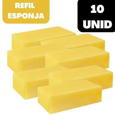 Imagem de Kit 10 Bloco de Espuma Amarelo Multiuso Esponja Pedreiro Lavar Carro -