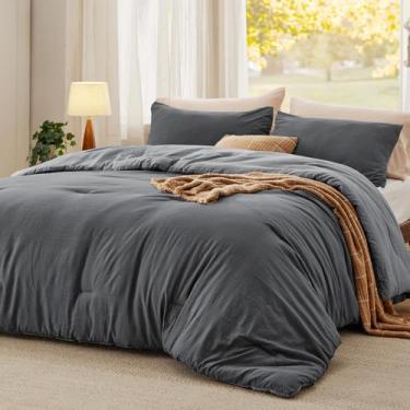 Imagem de Conjunto de Edredom Bedsure King Size Reversível - 3 Peças - Cinza