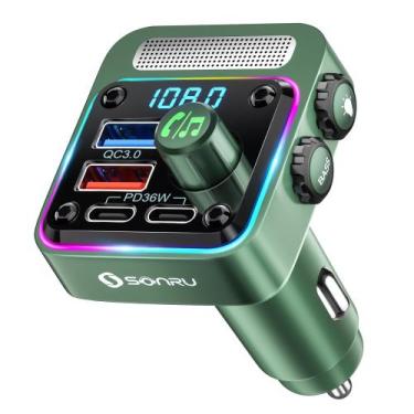 Imagem de Transmissor FM Bluetooth 5.3 SONRU - Adaptador para Carro com Carregad