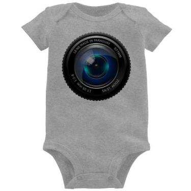 Imagem de Body Bebê Lente Câmera - Foca na Moda, Cinza, P
