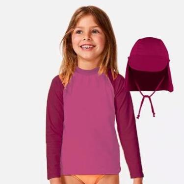 Imagem de Conjunto Camiseta e Boné Praia Proteção Solar UV 50+ Infantil Bebê Menino Menina-Unissex