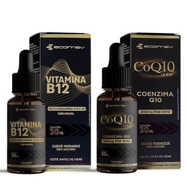 Imagem de Kit Coenzima Q10 200mg Gotas B12 Metilcobalamina Sublingual 60ml  Ecom