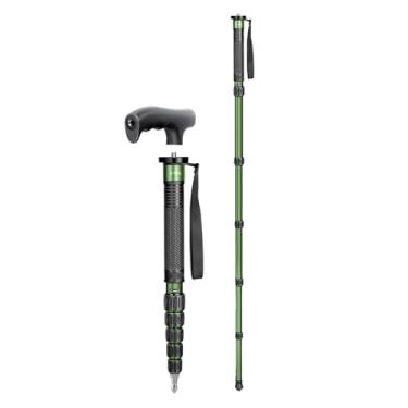Imagem de Monopod da Câmera, Monopod de Viagem Leve Portátil de Alumínio Com Bolsa de Transporte, Alça de Bengala, 6 Seções de até 61in, Carga de 10 Kg (Verde)