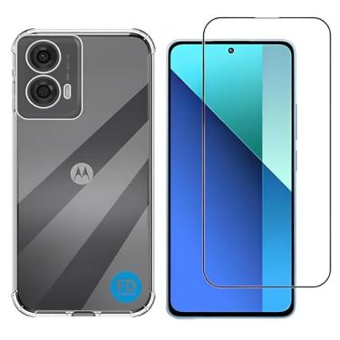 Imagem de Kit Capa Capinha Anti-Impacto Premium Transparente + Película de Vidro 3D para Motorola Moto G24.