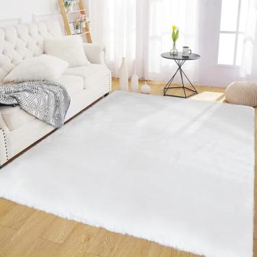 Imagem de Latepis Tapete de área 10 x 15 cm tapete branco fofo lavável tapete de pele de coelho sintético tapete felpudo para sala de estar tapete felpudo tapete de berçário tapetes para quarto