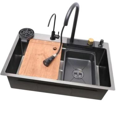 Imagem de Cuba Gourmet Torneira Cascata 75x45cm Lava Copos Completa - Moreira Im