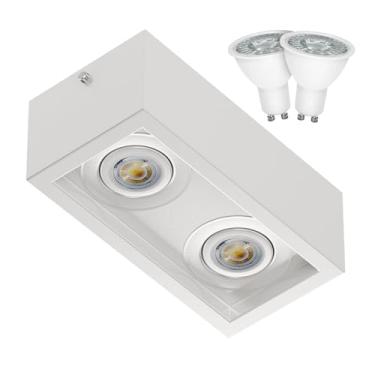 Imagem de Spot Duplo Sobrepor Recuado Externo + LED Dicroica Gu10 6.5W MF218 (Branco (Branco Frio))