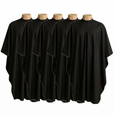 Imagem de Kit 5 Capa De Corte Preta Para Barbeiros Microfibra Gigante - Barbersh