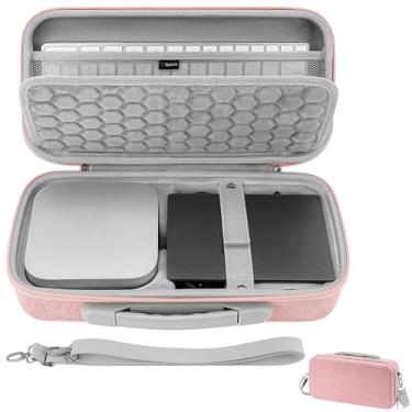 Imagem de Geekria Capa rígida de viagem para computador desktop, compatível com Apple 2024 Mac mini M4/Mini M4 Pro, adequada para teclado mágico, mouse, trackpad e acessórios (rosa)