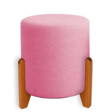 Imagem de Puff Orgânico Veludo Thor Com Pés De Madeira - 7 Decor, Rosa