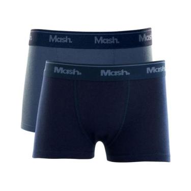 Imagem de Kit com 2 Cuecas Infantil Para Meninos em Algodão Boxer Mash, P, Azul 