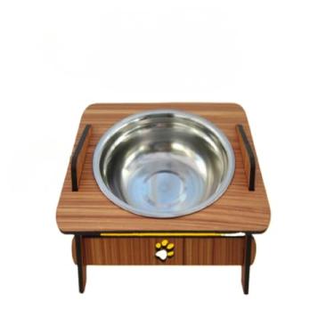 Imagem de Comedouro suspenso elevado com tampa Tigela de aço inoxidável para gatos e cães (Cerejeira,M)
