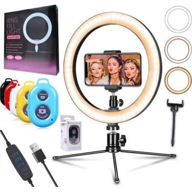 Imagem de Kit Iluminador Ring Light Luz Led Anel Profissional Celular Universal 