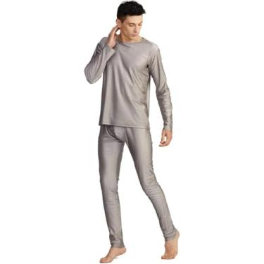 Imagem de Pijamas Anti-radiação Ternos 100% Fibra De Prata Conjuntos De Roupas íntimas Térmicas Soldagem Emf Blindagem Long Johns, Full Set, L