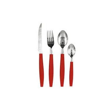 Imagem de Conjunto de Talheres 25 Peças com Organizador, Vermelho, Aço Inox e Porta talher