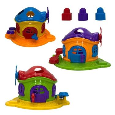 Imagem de Casa de Cogumelo Infantil com Peças de Encaixar, 26 x 16 cm, Colorida, Brinquedo Educativo