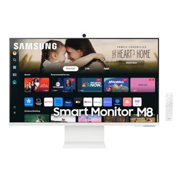 Imagem de SAMSUNG 32-Inch M8 (M80D) Series 4K UHD Smart Monitor with Streaming TV, Speakers, HDR10+, AI Upscaling, USB-C, Ergonomic Stand, SlimFit Camera, Gaming Hub, LS32DM801UNXZA, 2024