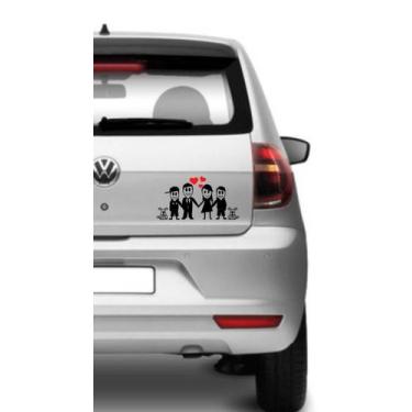 Imagem de Adesivo Carro Família Feliz - Casal + 2 Filhos + 2 Cachorro - Lojinha 