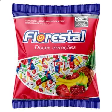Imagem de Bala Mastigável de Frutas Sortidas Florestal 500g 100un Sabor Abacaxi,