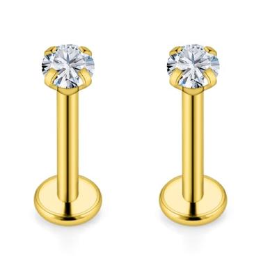 Imagem de Vqoxaggi Piercing Tragus Labret Medusa 16G Joias de Zircônia Cúbica Rosqueada Interna de Aço Inoxidável Piercing de Concha Monroe Anéis Labiais Diferentes Tamanhos Diferentes Cartilagem Prego Helix