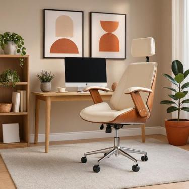 Imagem de Cadeira de Escritório Ergonômica Giratória Moderna Alta Presidente Lis