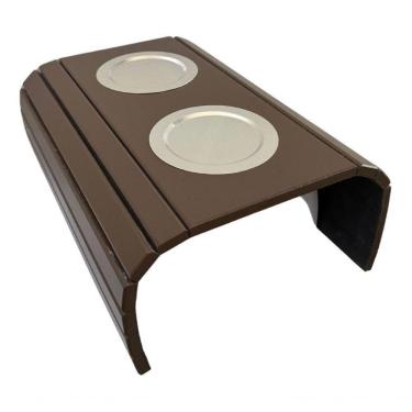 Imagem de Esteira Bandeija Sofá Porta Copos Alumínio Marrom Laqueada